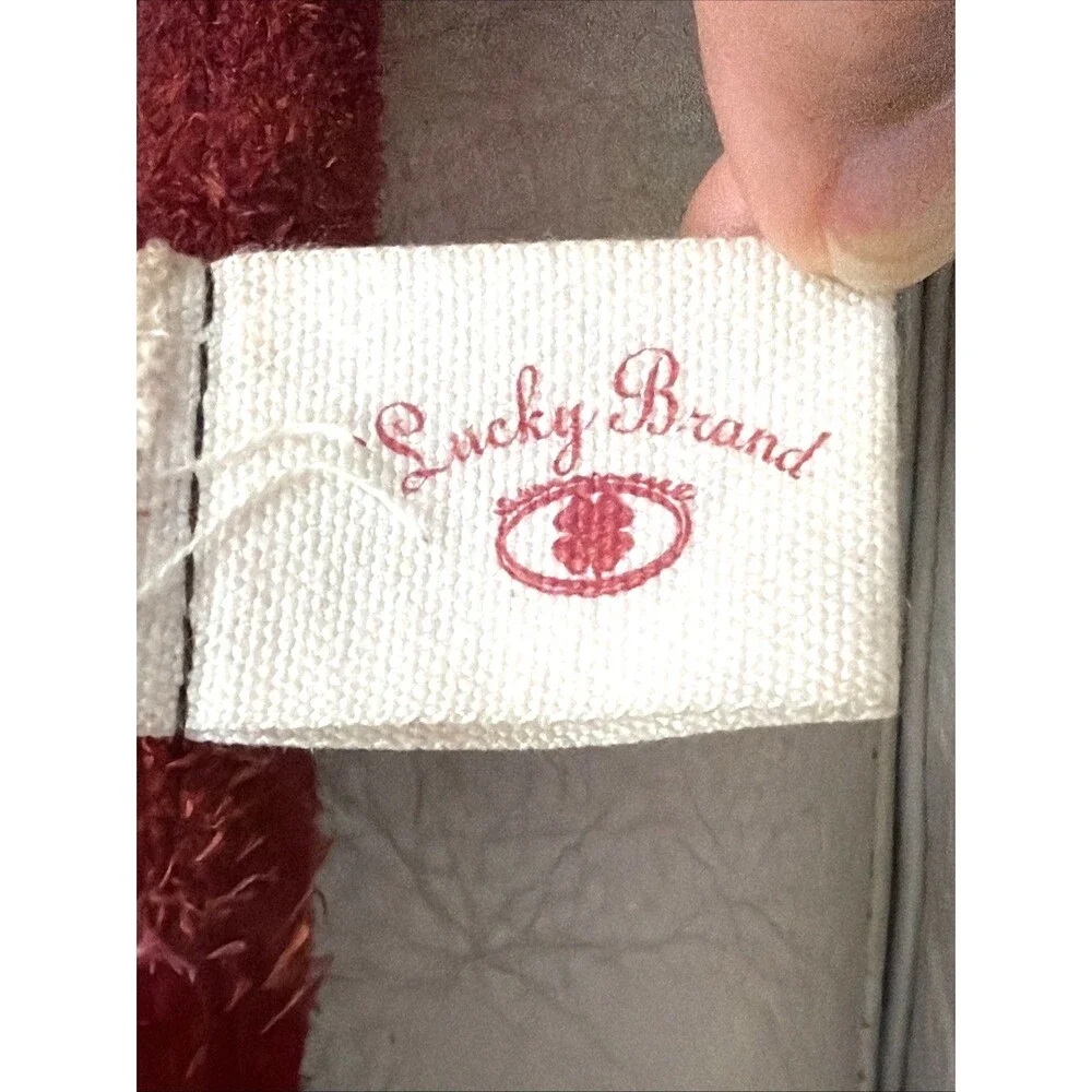 Vintage Lucky Brand Hobo Leather Bag Red Buckle Slouchy Boho Y2K